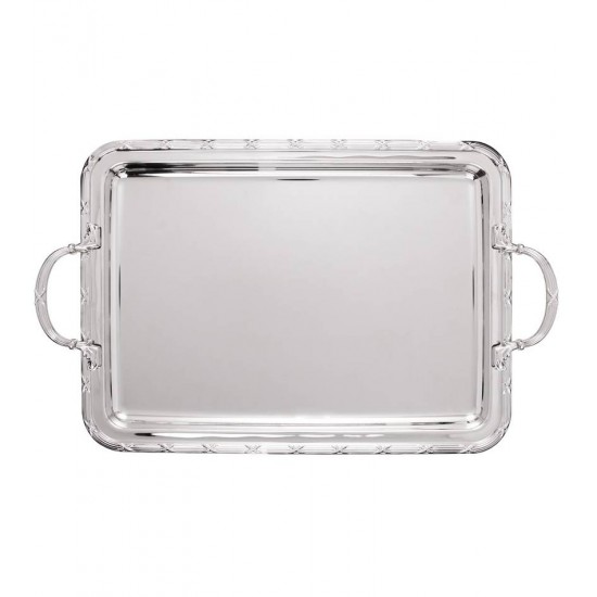 Bandeja 48x29,5x5cm Croise Inox E  Alça em Zamac Niquelado
